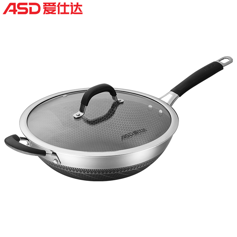 爱仕达(ASD)锅具炒锅CC30E11WG锅具 防粘三层钢炒锅 家用燃气电磁炉通用炒菜锅