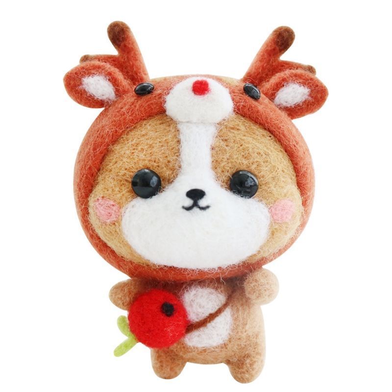 羊毛毡戳戳乐diy材料包初学者手工制作钥匙扣挂件情侣礼物送男友 鹿鹿