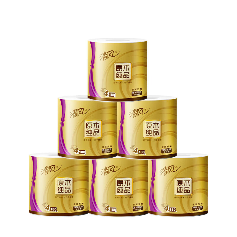 清风原木金装4层180克/卷*10 B20A8J2 4层180克/卷*10卷 138*108纸高清大图