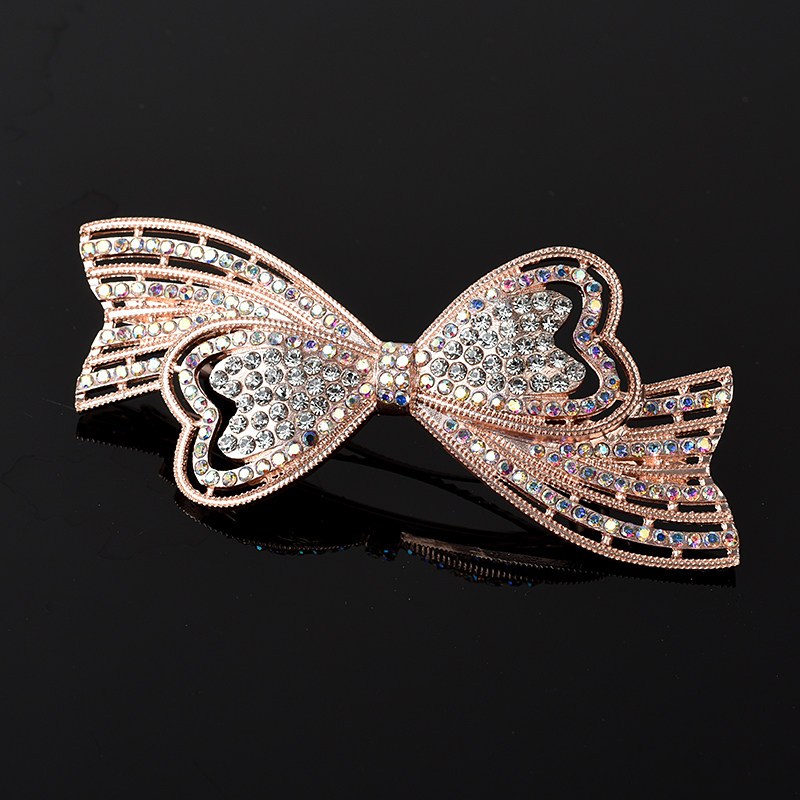 夹子头饰水钻蝴蝶结顶夹弹簧夹发夹女后脑勺妈妈马尾卡子优雅横夹