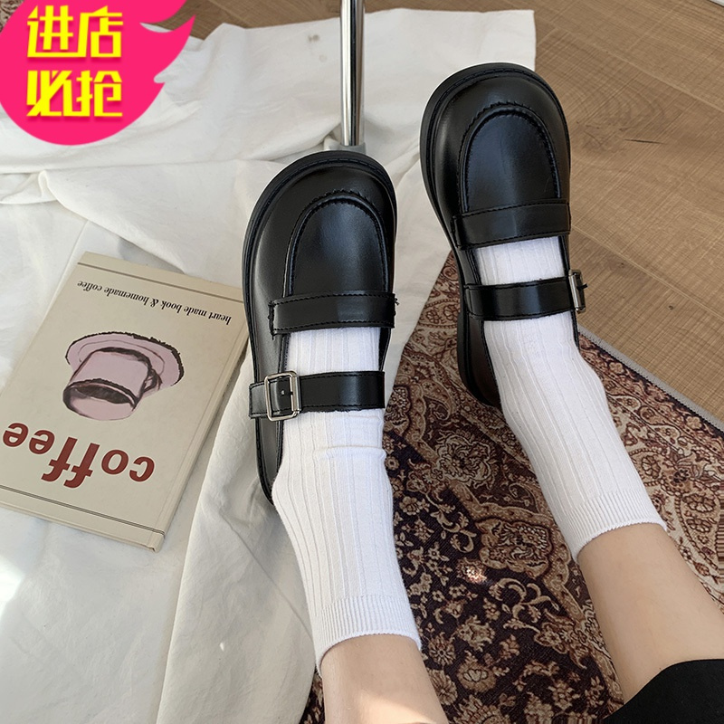 金三志早春小皮鞋女配裙子2021新款日系大头娃娃鞋复古浅口软妹玛丽珍鞋休闲鞋