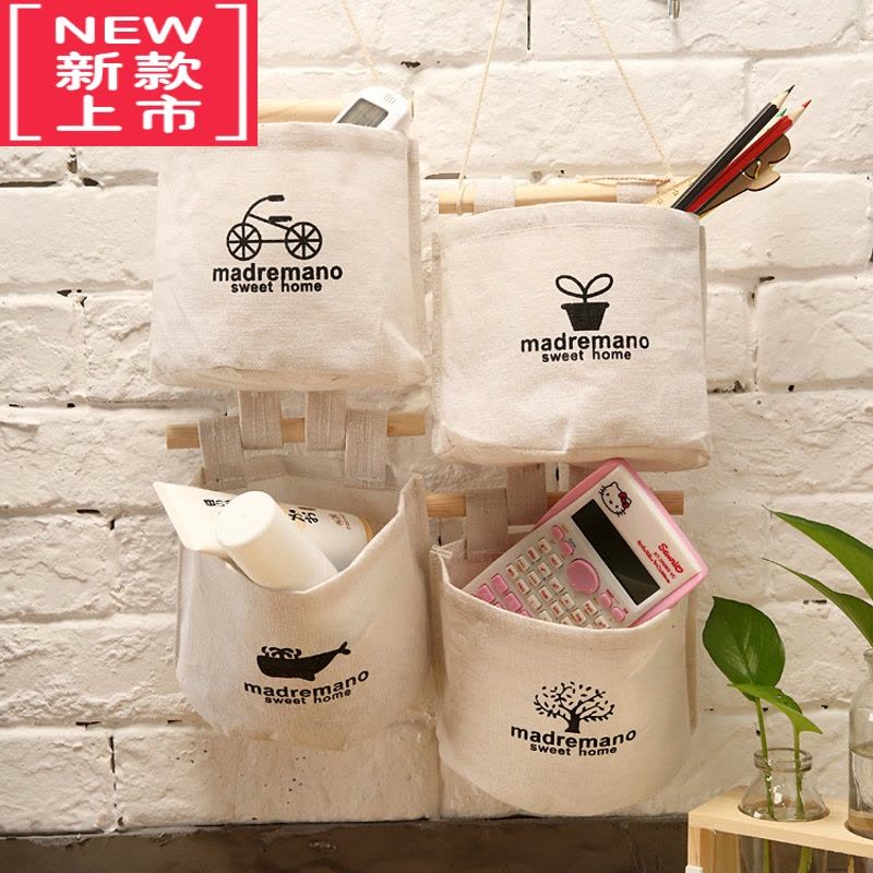 可莉允麻布收纳挂袋小挂兜墙壁收纳挂袋卫生间卫生纸收纳挂袋幼儿园挂袋图片