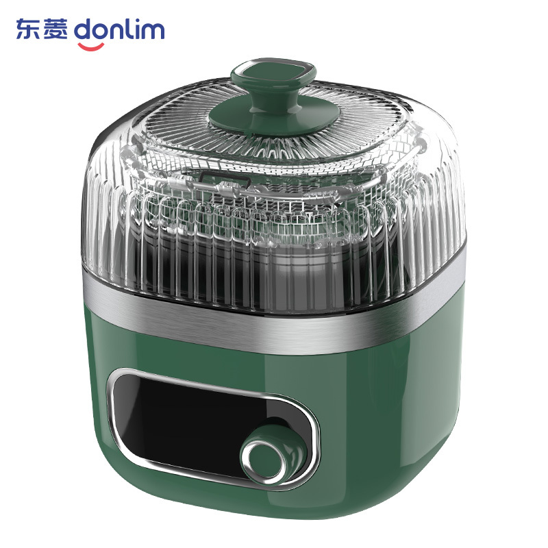 东菱(DonLim)空气炸锅家用多功能大容量 智能可视无油烹饪 全自动薯条机电炸锅DL-7711深野绿标配+深锅+煎盘