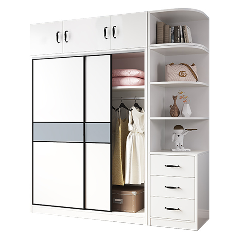 可定制全实木衣柜家用卧室出租房用现代简约经济型储藏推拉门衣柜