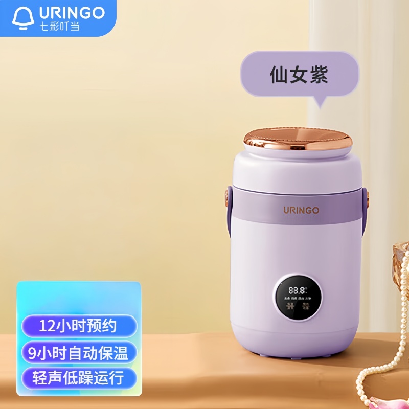 七彩叮当小电炖锅煮粥神器专用小型家用多功能燕窝炖盅炖汤电煮锅 智能预约不粘内胆 DG03紫色1L