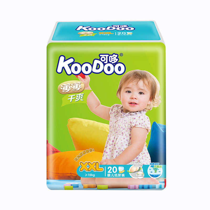 可哆(KooDoo)纸尿裤 银装干爽婴儿尿不湿 加加大XXL码20片[≥15Kg]