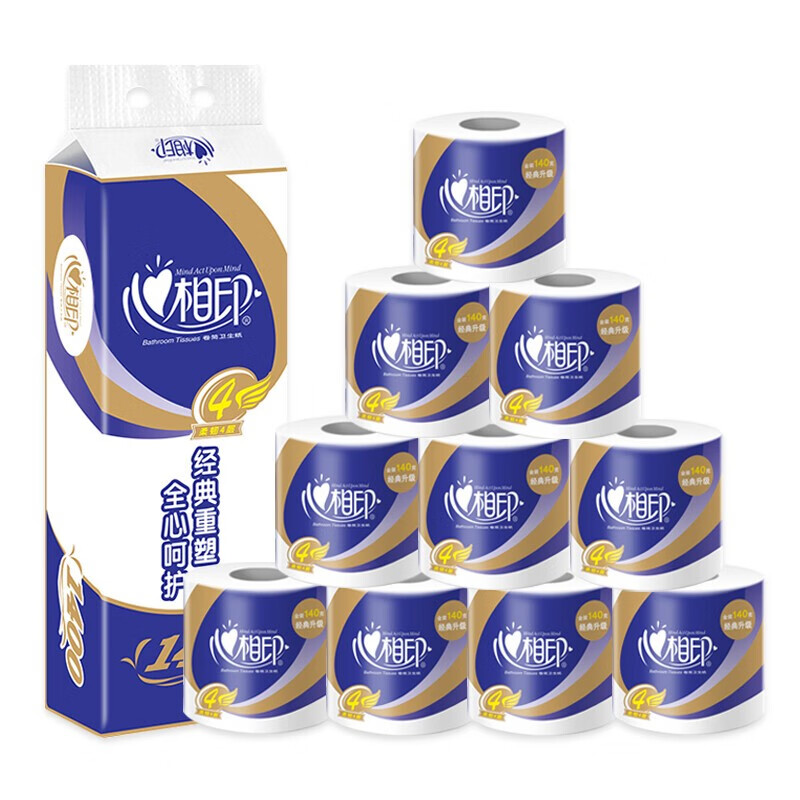 心相印140克10粒装四层卷筒卫生纸*1提(若发生缺货替换成卷装发货)BT910(提装)