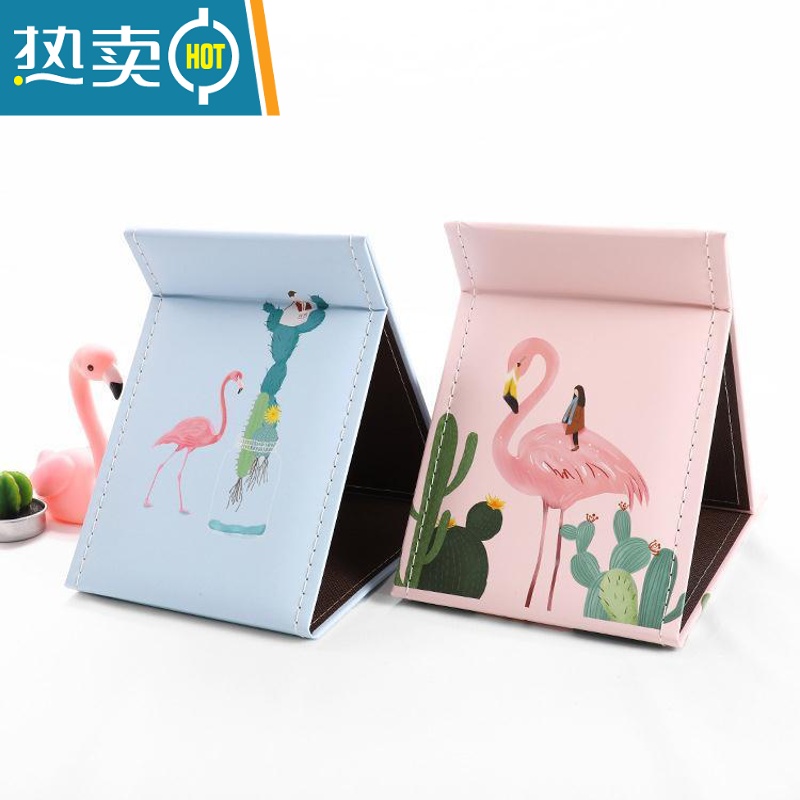 敬平折叠化妆镜桌面镜子家用大号学生宿舍小镜子女随身镜便携梳妆镜 大号加厚款 黄鸭 送口袋镜便携式用镜高清大图