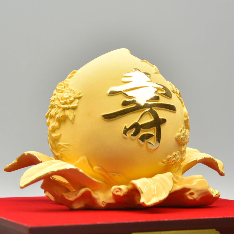 礼氏嘉 礼品绒沙金寿桃摆件送爷爷奶奶老人生日实用60 80大寿贺祝寿