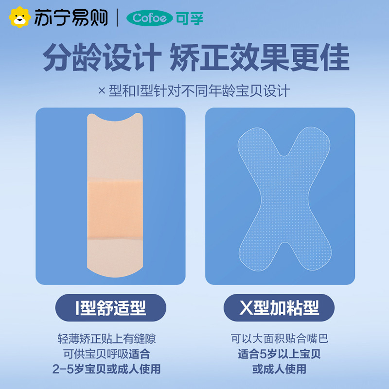 可孚口呼吸矫正贴封口器闭嘴贴大人儿童睡觉防张嘴神器嘴凸闭口贴