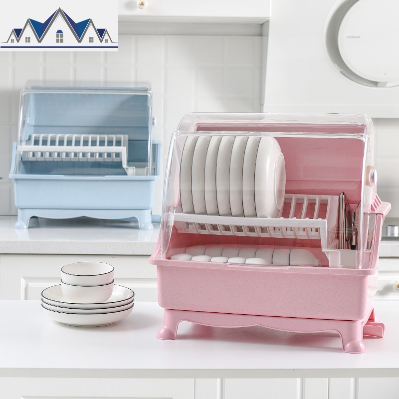 厨房放碗筷收纳盒家用碗碟沥水碗架带盖装碗柜盘子餐具双层储物箱 三维工匠高清大图
