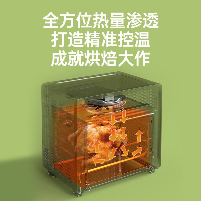 长帝(Changdi) 家用空气炸锅烤箱18升炸烤一体二合一 无油炸多功能电烤箱精准控温圆脸猫18L机械款 KA18A高清大图