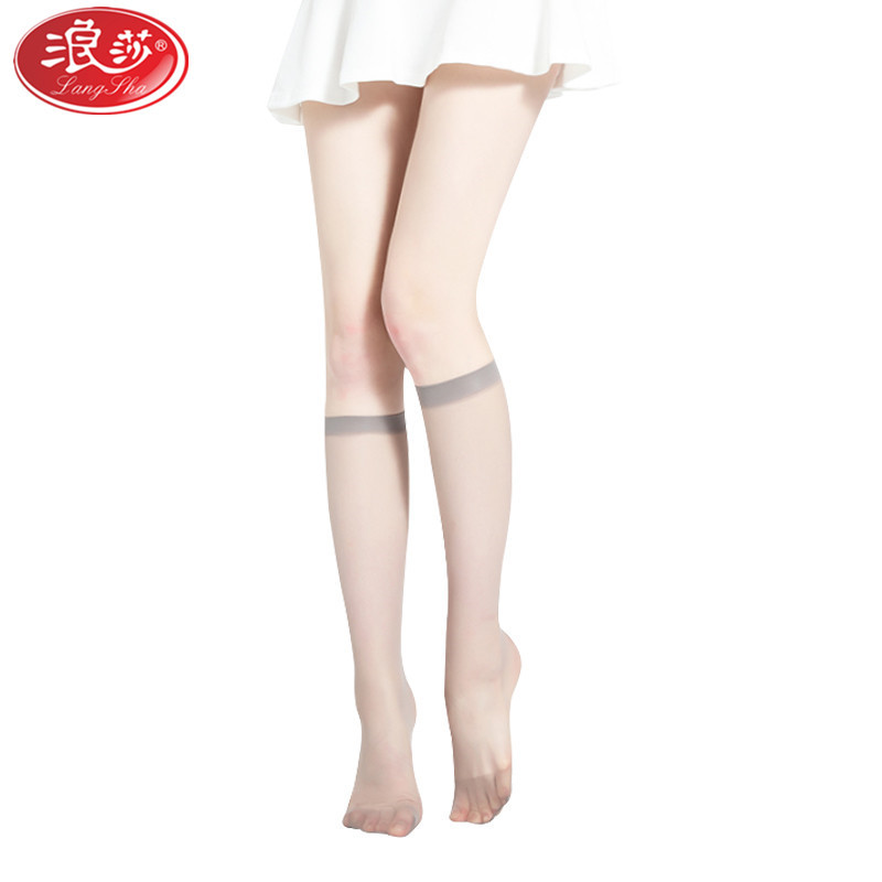浪莎langSha女士丝袜夏季薄款舒适透气防勾丝中筒丝袜2双