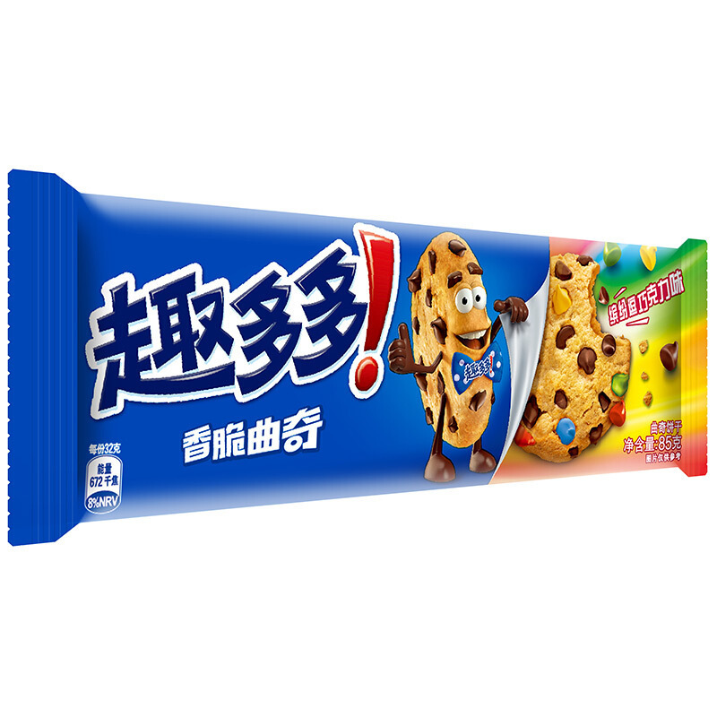 趣多多 香脆曲奇饼干 缤纷逗巧克力味85g