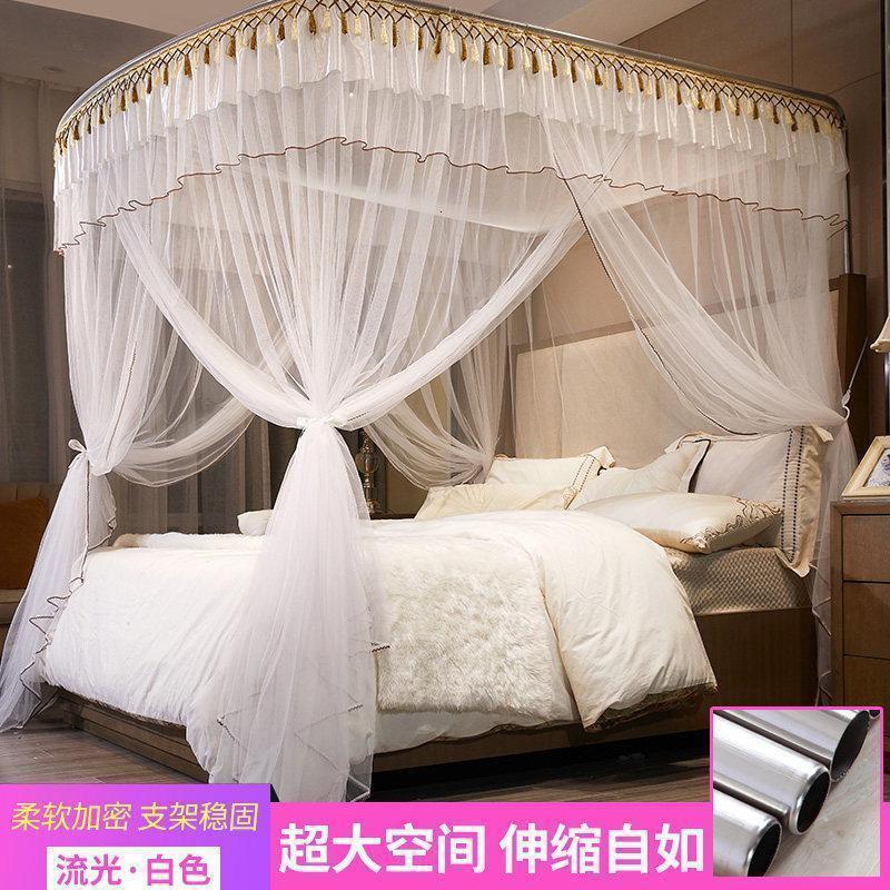 美帮汇u型伸缩家用免安装蚊帐2米1.5床1.8m2.02.22.3公主加密加厚简约高清大图