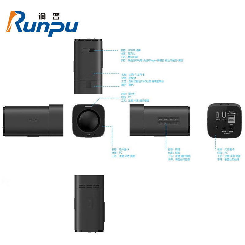 润普Runpu RP-JXS12-4K 4K枪机式变焦摄像机60FPS12x变焦麦克风摄像2合1专业演播远程遥控黑色高清大图