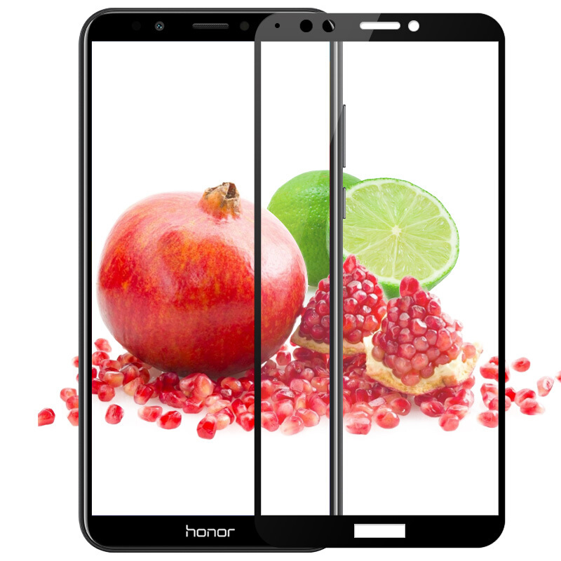 [买2送手机壳]轻万适用华为畅玩7c钢化膜honor全屏玻璃贴膜huawei高清手机保护膜