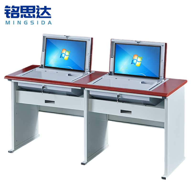 铭思达翻转电脑桌双人位张高清大图