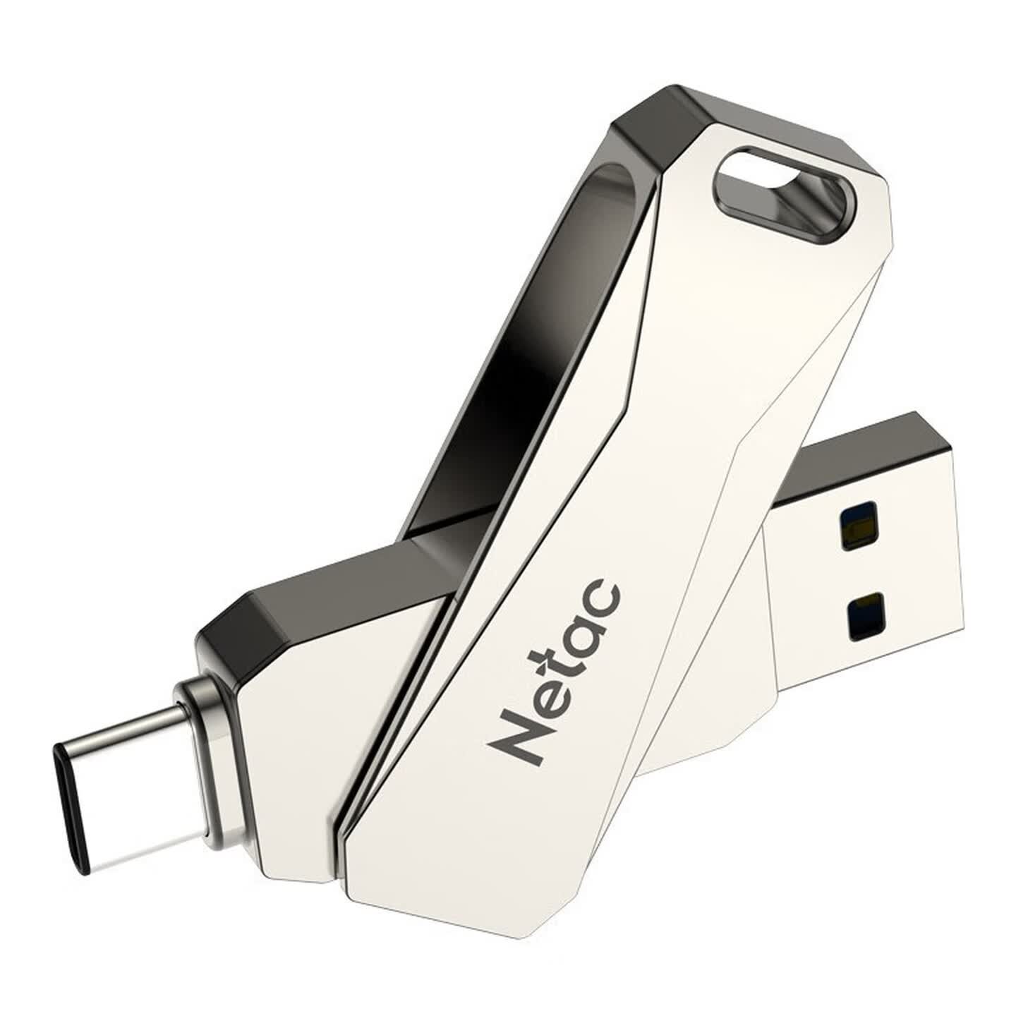 朗科(Netac)G473-128G U盘 USB3.0+Type-C 银色高清大图