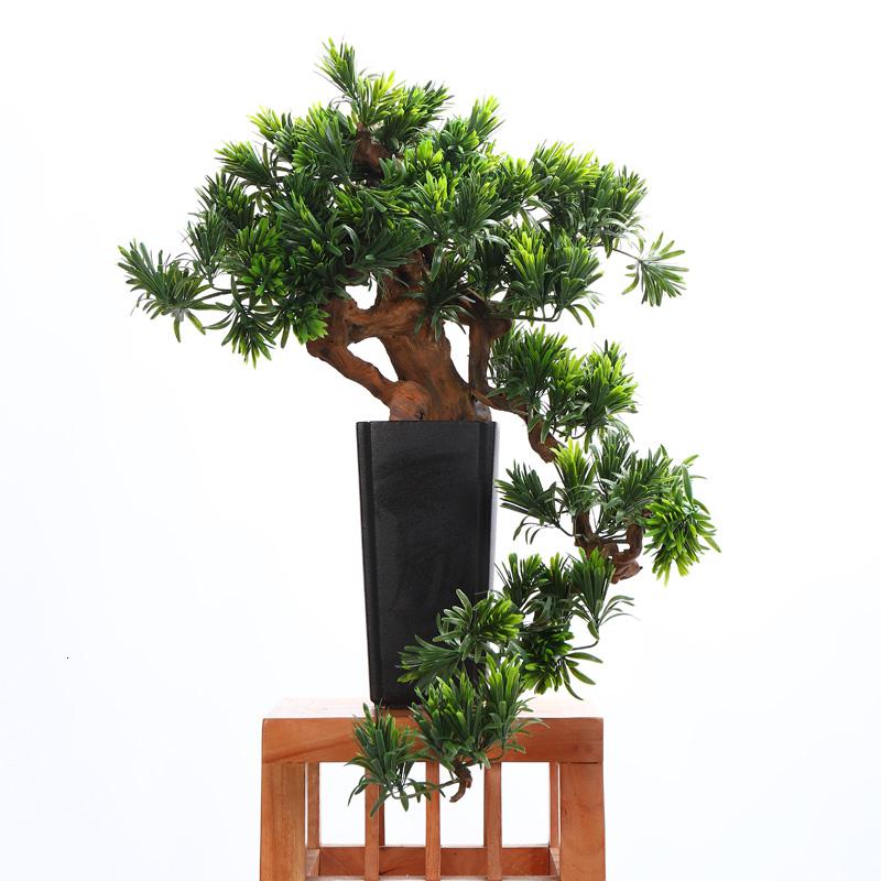美帮汇复古仿真迎客松盆景家居摆件客厅玄关软装绿植样板间陶瓷摆件高清大图