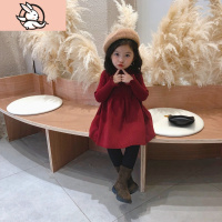 HUAYANGTU女童毛衣连衣裙子秋冬季公主女宝洋气宝宝韩版小女孩新年童装时尚裙子童