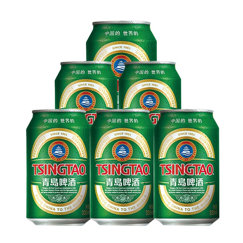 青岛啤酒 (TSINGTAO) 经典(11度)330ml*6罐 组合装国产啤酒