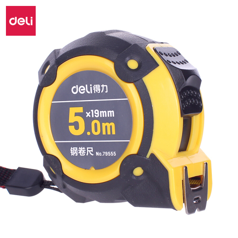 得力(deli)79555带包胶双面刻度公英双制钢卷尺 5m×19mm