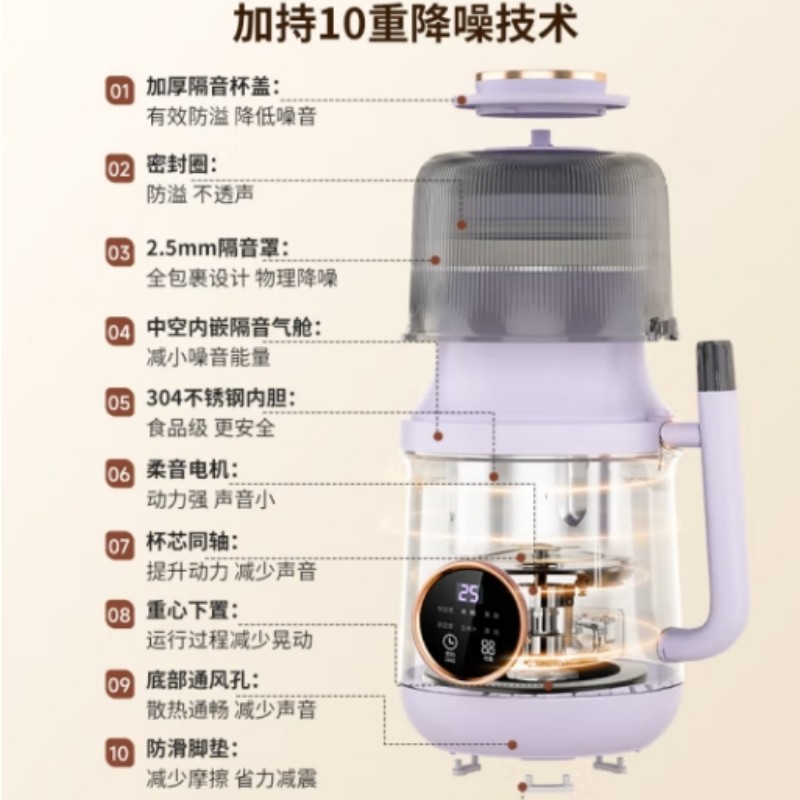 谷格(GUGE) 轻音破壁机破壁机变频轻音免手洗小型1-2人流食料理机 GG628G高清大图