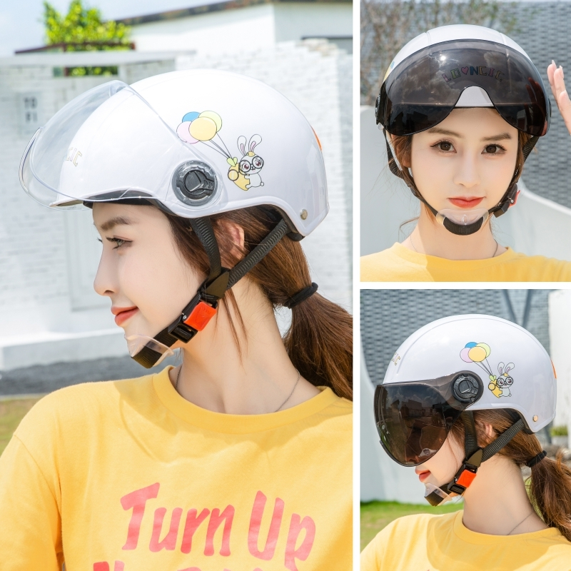 电动电瓶车自行车古达头盔夏季防晒可爱四季通用男女士半盔灰韩版夏天