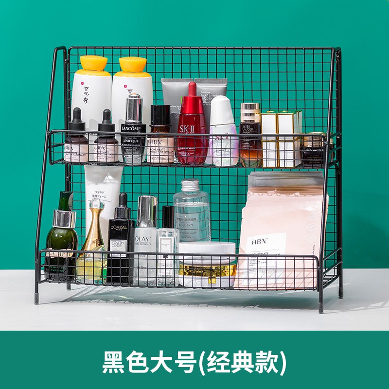 床头柜桌面置物架铁艺少女心化妆品收纳架厨房双层卧室书桌整理架收纳层架 三维工匠高清大图