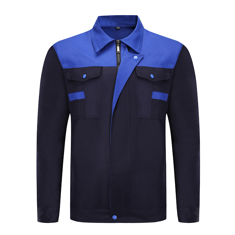 威百达春秋劳保服长袖工厂工作服耐磨汽修服装 上宝蓝下藏青色高清大图