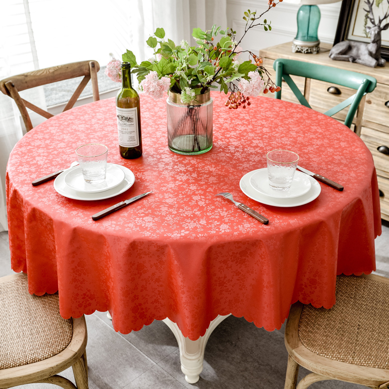 防水桌布防油防烫免洗耐高温酒店饭店圆形餐桌布艺大圆桌台布家用