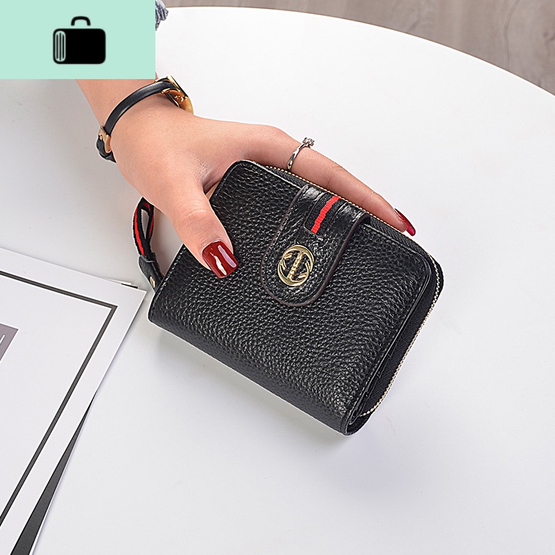 欧美时尚短款钱包女式皮多卡位卡包钱包一体包包NEW LAKE 黑色（里外全真皮）