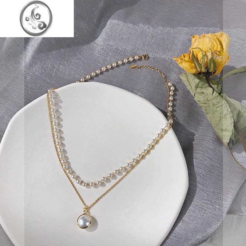 JiMi小众设计感高级双层珍珠项链女款轻奢时尚气质2023新款锁骨链图片