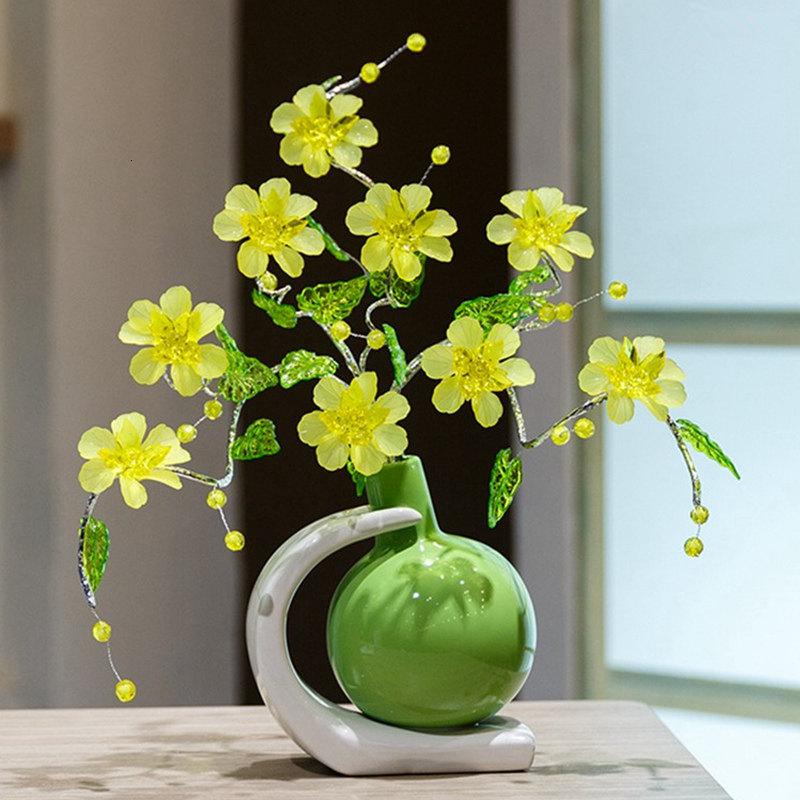 家居客厅摆件陶瓷花插餐桌台面小清新插花花瓶创意电视柜装饰花器收纳袋 三维工匠 紫色_168