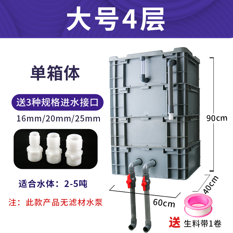 周转箱过滤箱鱼缸过滤器滴流盒上置过滤盒外置鱼池水循环系统 diy