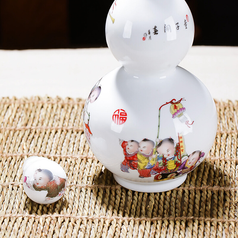 陶瓷小酒瓶2斤葫芦空酒瓶密封酒具酒瓶家用酒壶收藏装饰艺术酒瓶白酒瓶