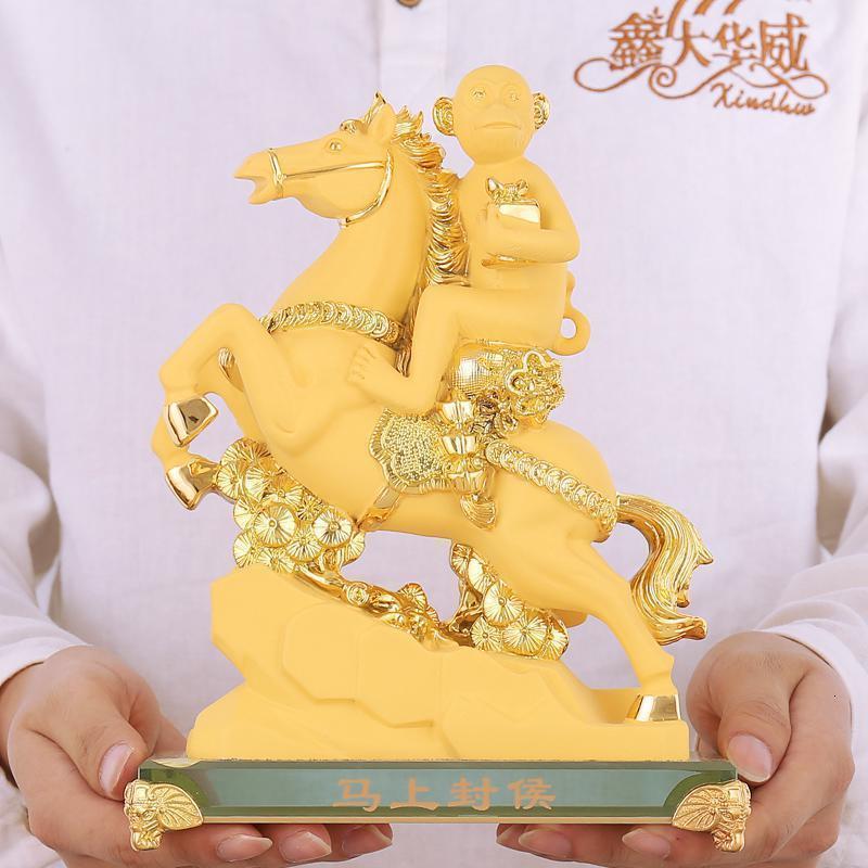 马上封侯生肖猴子摆件马到成功金猴工艺品办公室桌面风水装饰_165_568