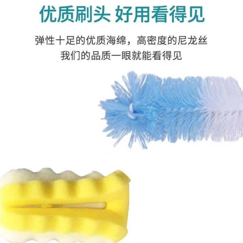 奶瓶刷子清洁刷套装婴儿用品海绵擦奶嘴刷吸管刷不锈钢毛刷子杯刷 环柄奶嘴刷3个