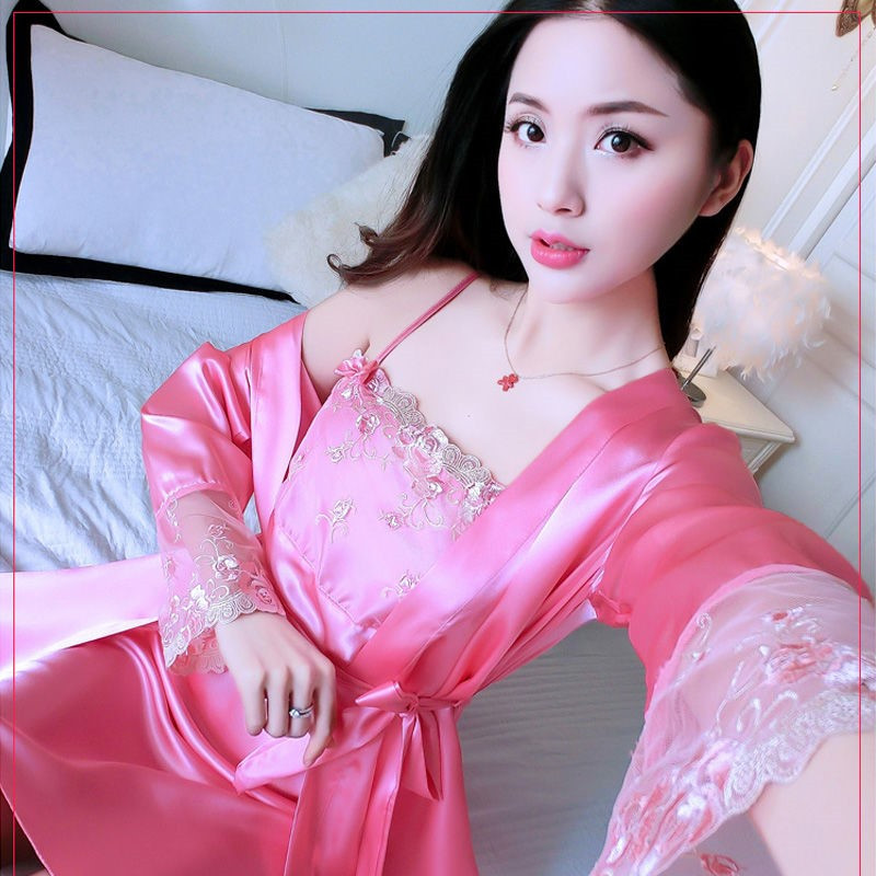 性感睡衣女夏季薄款两件套睡袍吊带套装短裤两件套装冰丝吊带睡裙