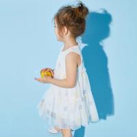 [2件2折价:58]米喜迪mecity童装夏新款女婴童海星绣花满印纱质连衣裙