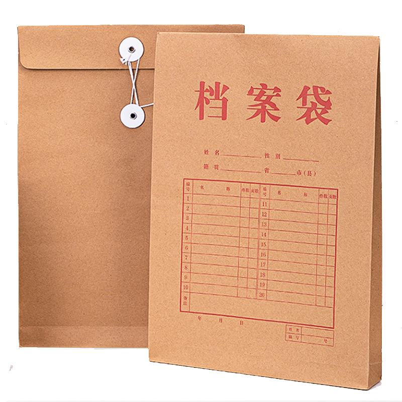 得力5953 10只A4混浆175g牛皮纸档案袋 侧宽4cm文件资料袋 文件保护票据收纳