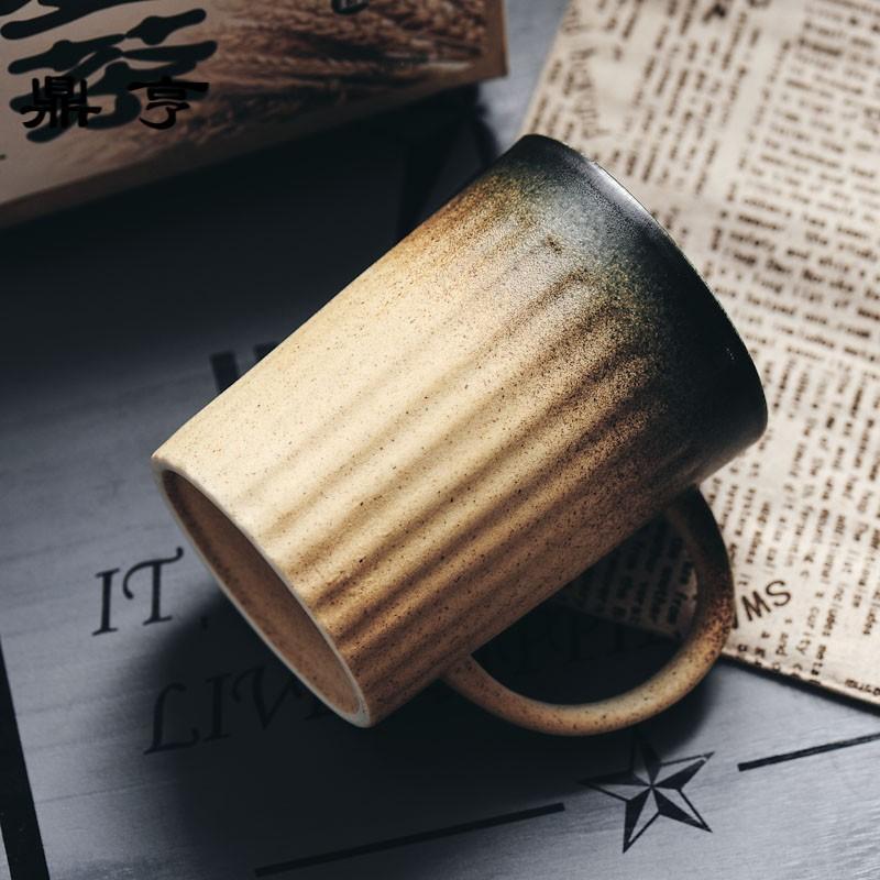 鼎亨景德镇手工复古茶杯陶瓷水杯 创意磨砂日式马克杯咖啡杯