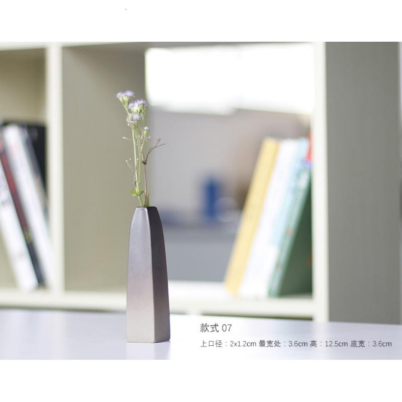日式陶瓷迷你小花瓶插干花插花器水培复古风桌面禅意茶道装饰摆件 三维工匠 款式07高清大图