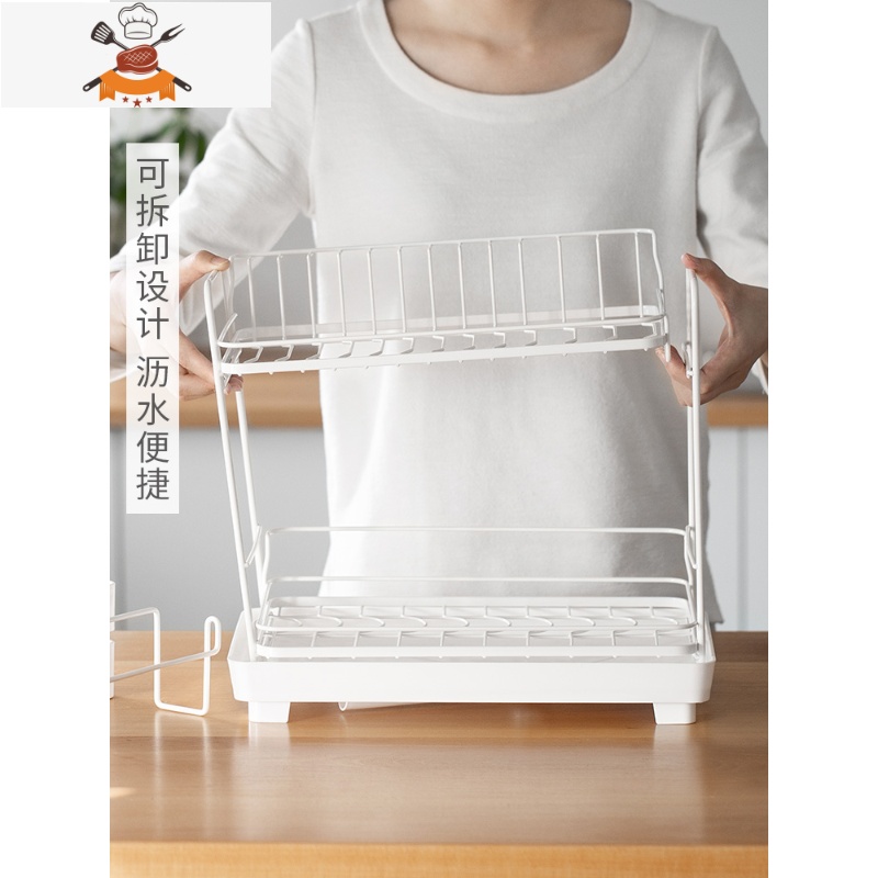 防锈碗架水槽沥水架洗碗池餐具碗碟架放碗筷架厨房置物架可伸缩窄 敬平 新增加宽双层38*28.8*37.8cm餐具架高清大图