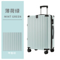 行李箱万向轮铝框拉杆箱女学生20寸箱包旅行箱登机密码箱24手提箱_601 22寸 薄荷绿706杯架拉链款