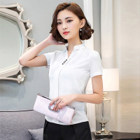 情娇婷(QINGJIAOTING)短袖衬衫女2021夏装新品韩版雪纺衫女士碎花小衫遮肚子修身显瘦上衣
