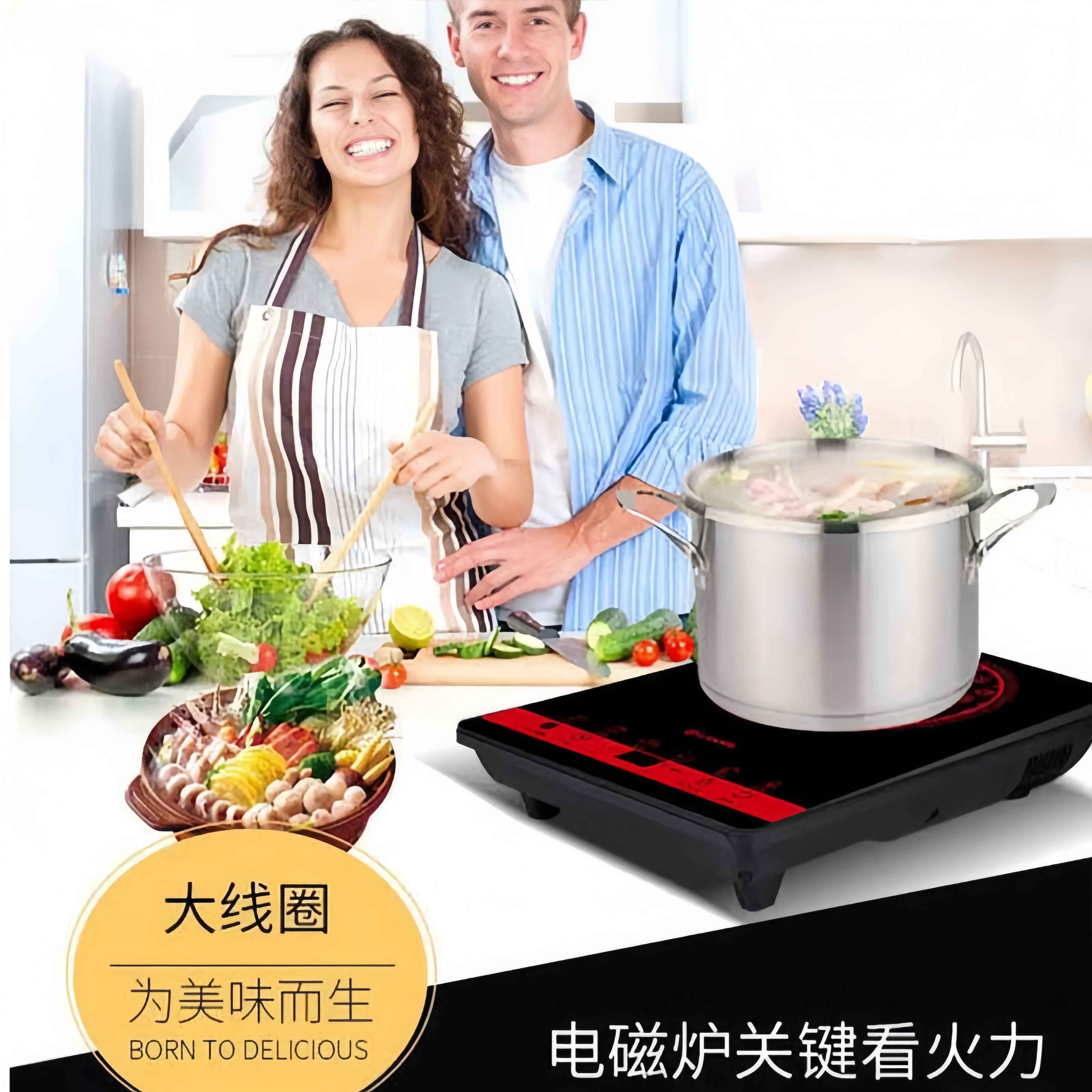 艾美特(AIRMATE)多档位调节防水面板电磁灶家用多功能百福临门电磁炉CT2133