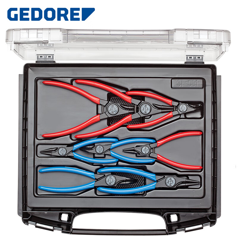 吉多瑞(GEDORE)德国吉多瑞gedore卡簧钳内卡外卡弹簧弯头8000A/J直头卡环钳进口 1101-001套装高清大图