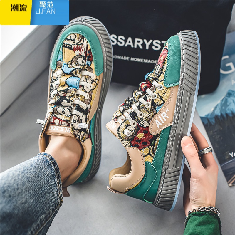 聚范帆布男鞋款2024新款潮流百搭休闲板鞋一脚蹬布鞋工作潮鞋高清大图